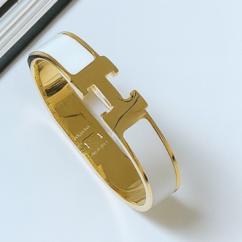 New Clic H Bracelet gold plated stainless steel in various enamel colors - Picture 4 of 12